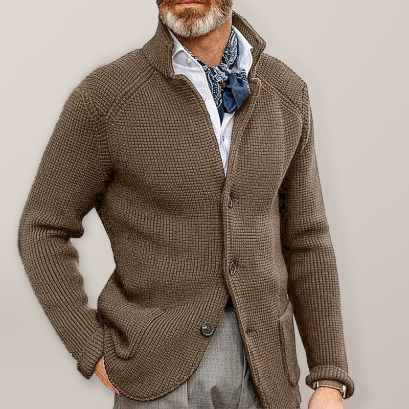 Men's Knitted Jacket Winter Sweater Stand Collar Cardigan