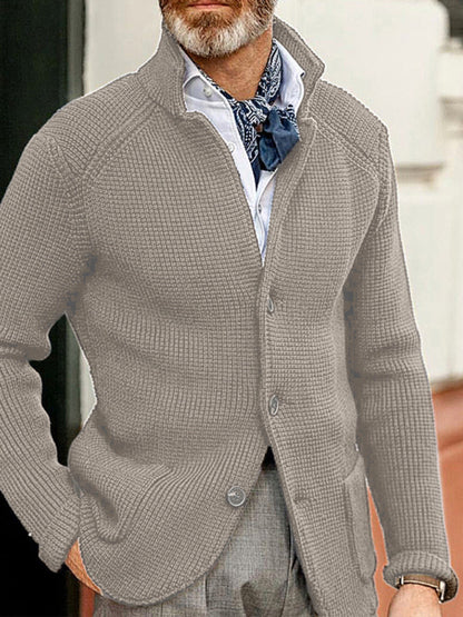 Men's Knitted Jacket Winter Sweater Stand Collar Cardigan