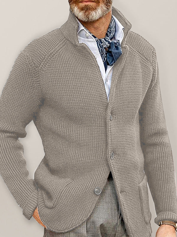 Men's Knitted Jacket Winter Sweater Stand Collar Cardigan