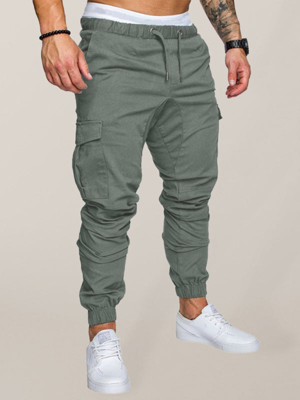 Men's Solid Color Casual Tether Elastic Sports Baggies Pants