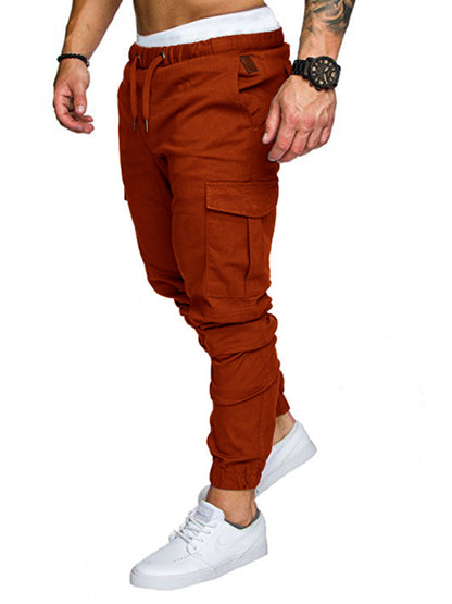 Men's Solid Color Casual Tether Elastic Sports Baggies Pants