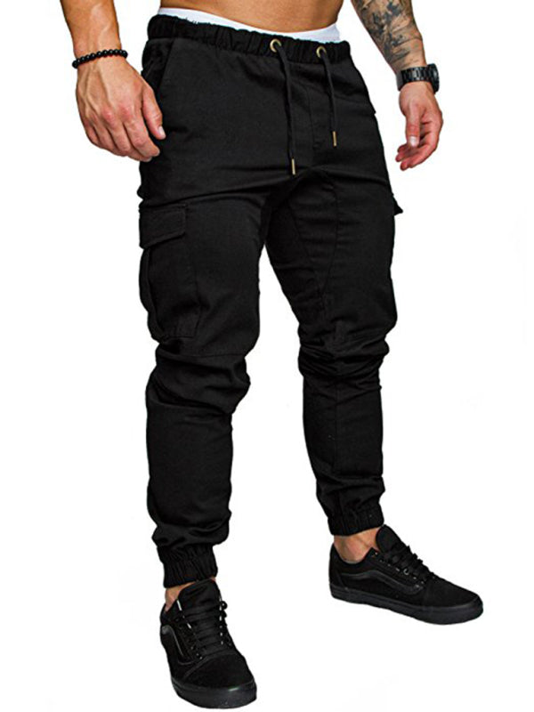 Men's Solid Color Casual Tether Elastic Sports Baggies Pants