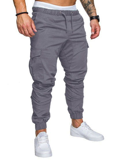 Men's Solid Color Casual Tether Elastic Sports Baggies Pants