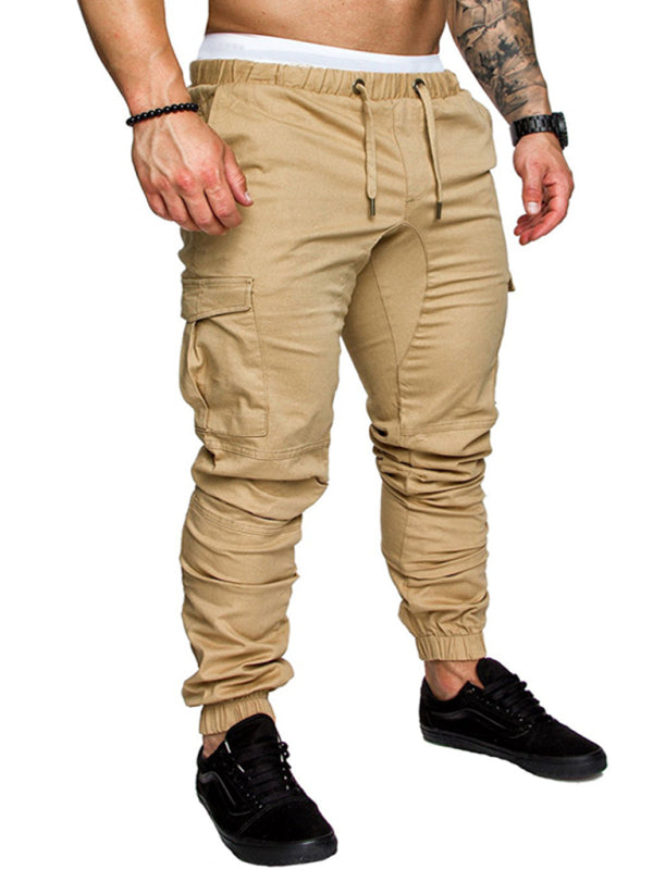 Men's Solid Color Casual Tether Elastic Sports Baggies Pants