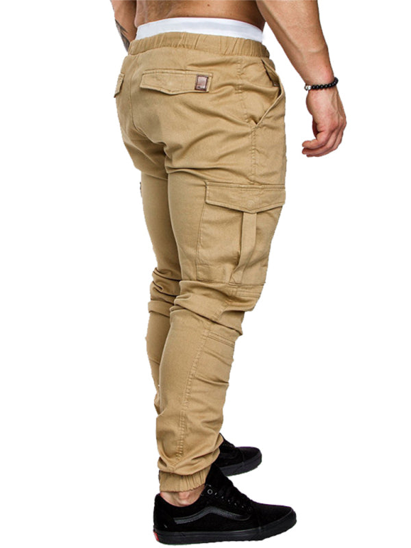 Men's Solid Color Casual Tether Elastic Sports Baggies Pants