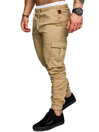 Men's Solid Color Casual Tether Elastic Sports Baggies Pants