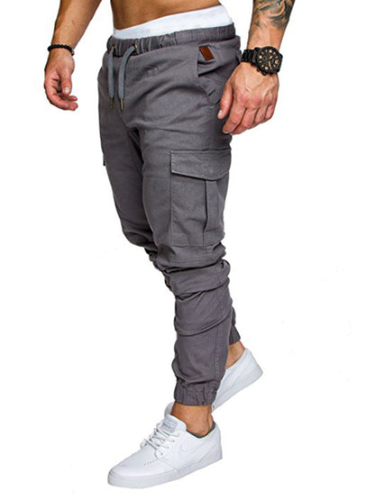 Men's Solid Color Casual Tether Elastic Sports Baggies Pants