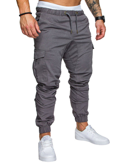 Men's Solid Color Casual Tether Elastic Sports Baggies Pants