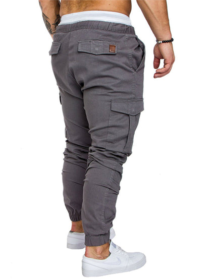 Men's Solid Color Casual Tether Elastic Sports Baggies Pants