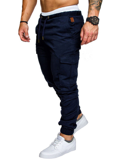 Men's Solid Color Casual Tether Elastic Sports Baggies Pants