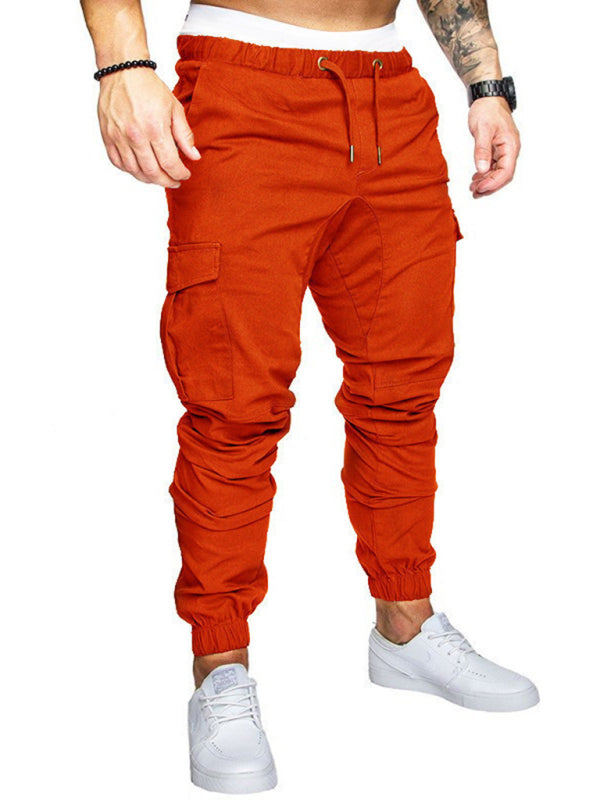 Men's Solid Color Casual Tether Elastic Sports Baggies Pants