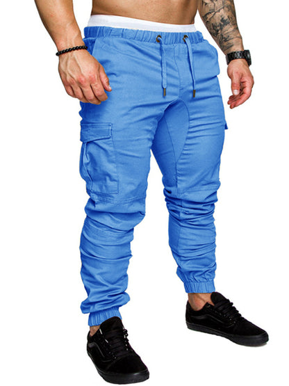 Men's Solid Color Casual Tether Elastic Sports Baggies Pants