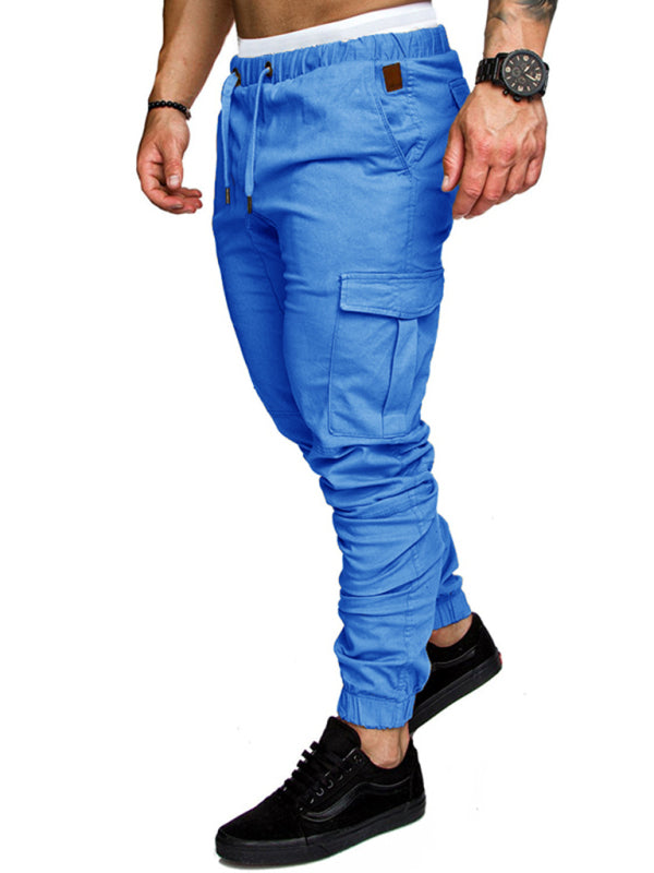 Men's Solid Color Casual Tether Elastic Sports Baggies Pants