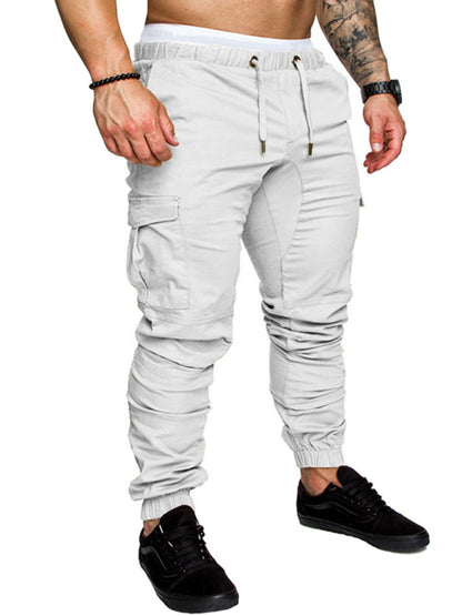 Men's Solid Color Casual Tether Elastic Sports Baggies Pants