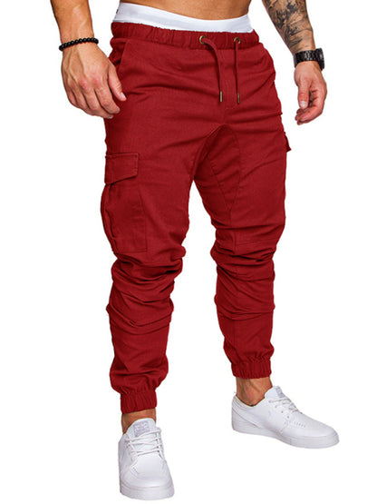 Men's Solid Color Casual Tether Elastic Sports Baggies Pants