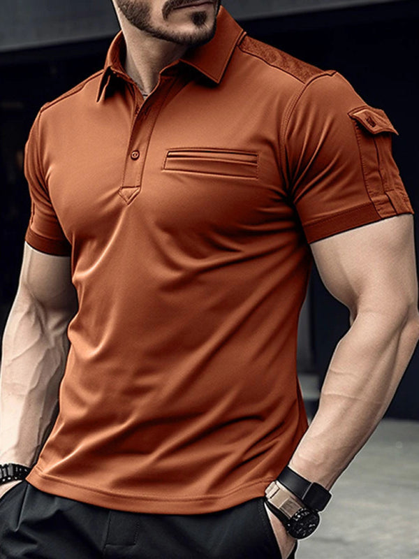 Men's Muscle Sports Polo Shirt with Pocket