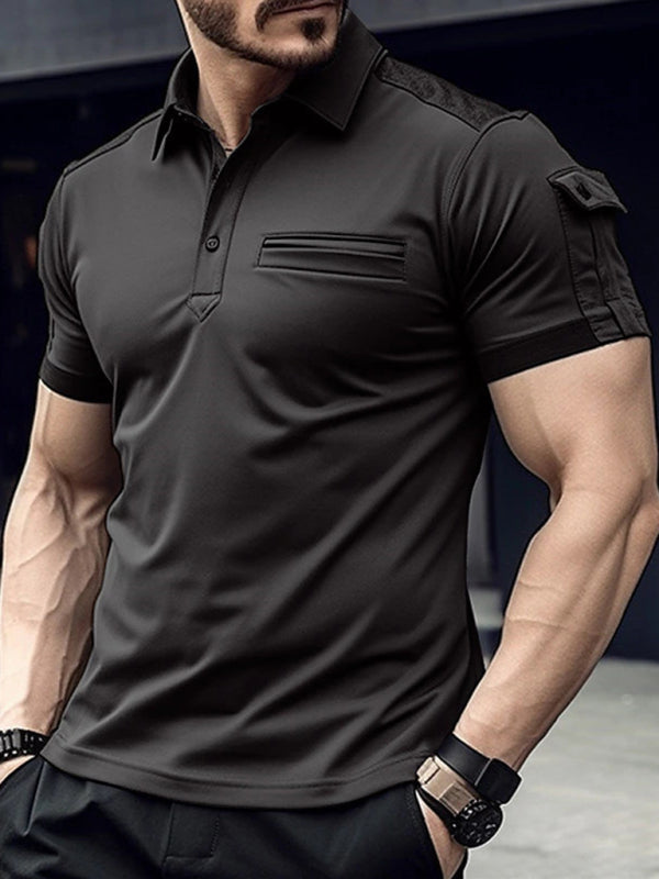 Men's Muscle Sports Polo Shirt with Pocket