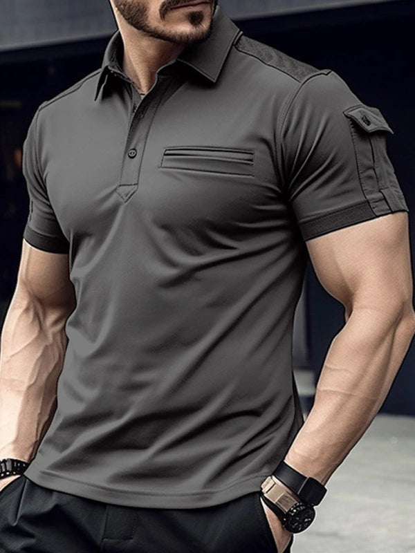 Men's Muscle Sports Polo Shirt with Pocket