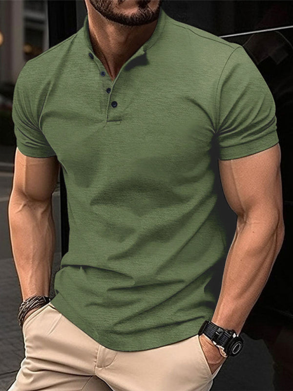 Men's Button Henley Collar Sports Polo Shirt