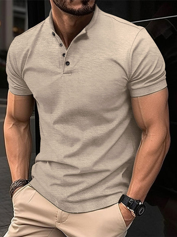 Men's Button Henley Collar Sports Polo Shirt