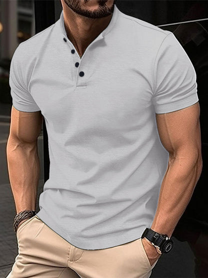 Men's Button Henley Collar Sports Polo Shirt