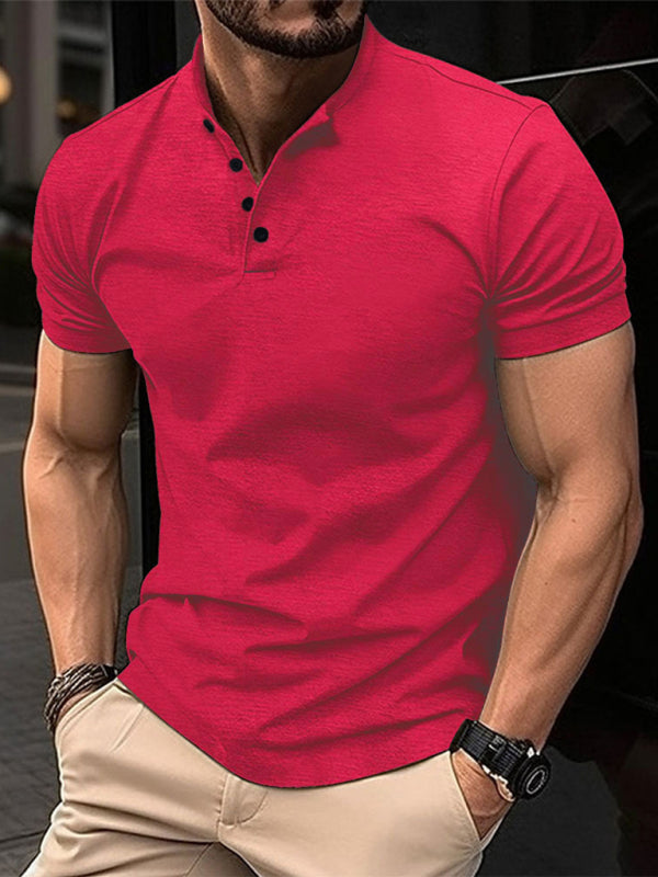 Men's Button Henley Collar Sports Polo Shirt