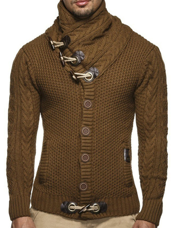 Men's Knitted Turtleneck Button Sweater