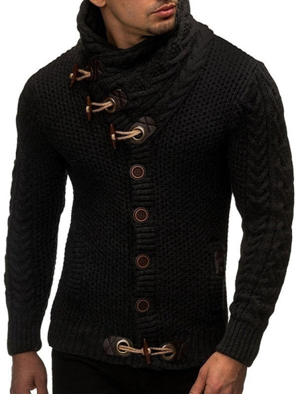 Men's Knitted Turtleneck Button Sweater