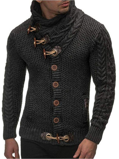 Men's Knitted Turtleneck Button Sweater