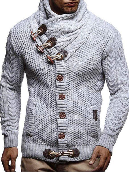 Men's Knitted Turtleneck Button Sweater