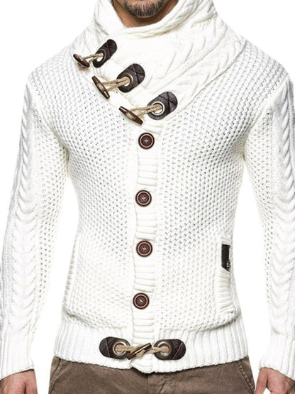 Men's Knitted Turtleneck Button Sweater