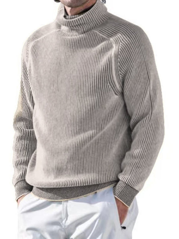 Men's High Collar Casual Long-sleeve Knitted Top