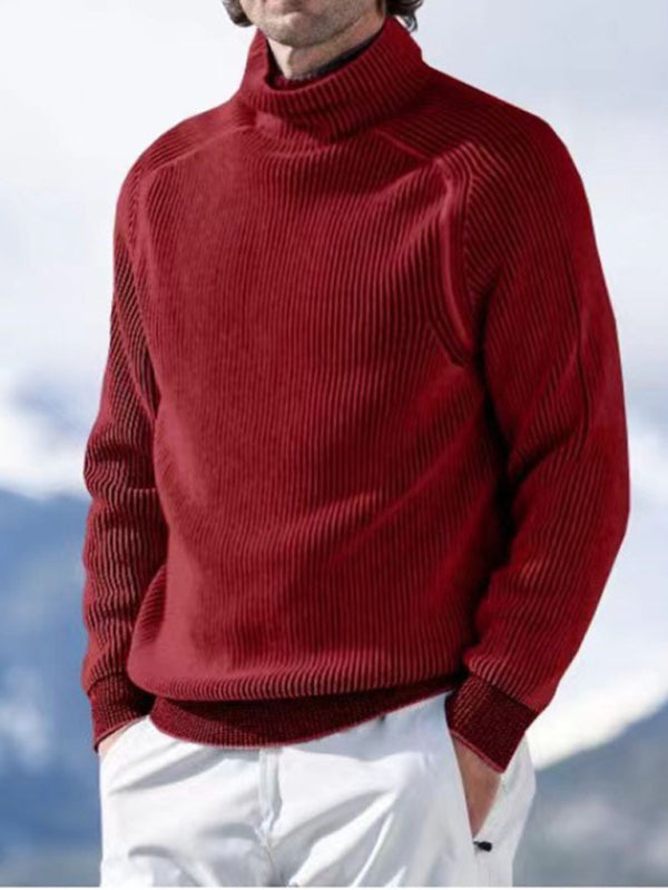 Men's High Collar Casual Long-sleeve Knitted Top