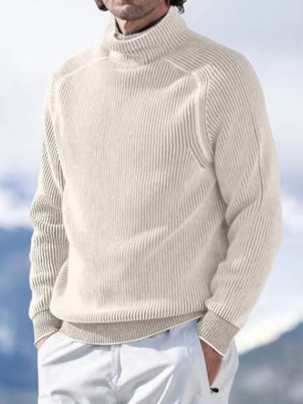 Men's High Collar Casual Long-sleeve Knitted Top