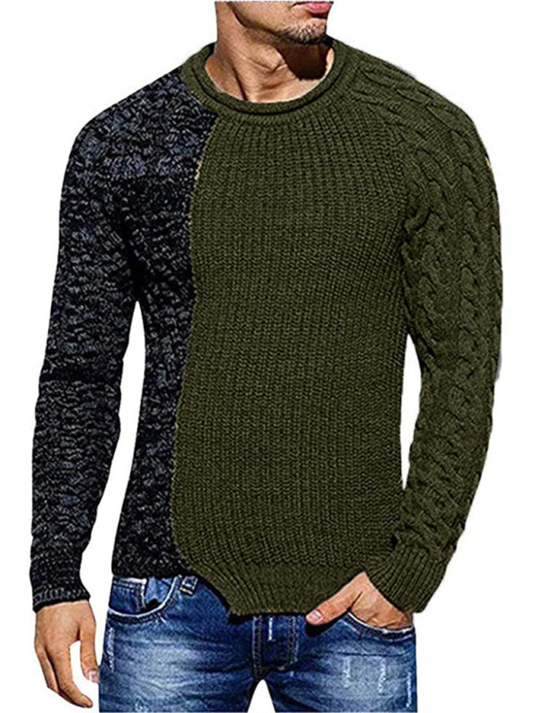 Men's Round Neck Long Sleeve Knitted Slim Sweater