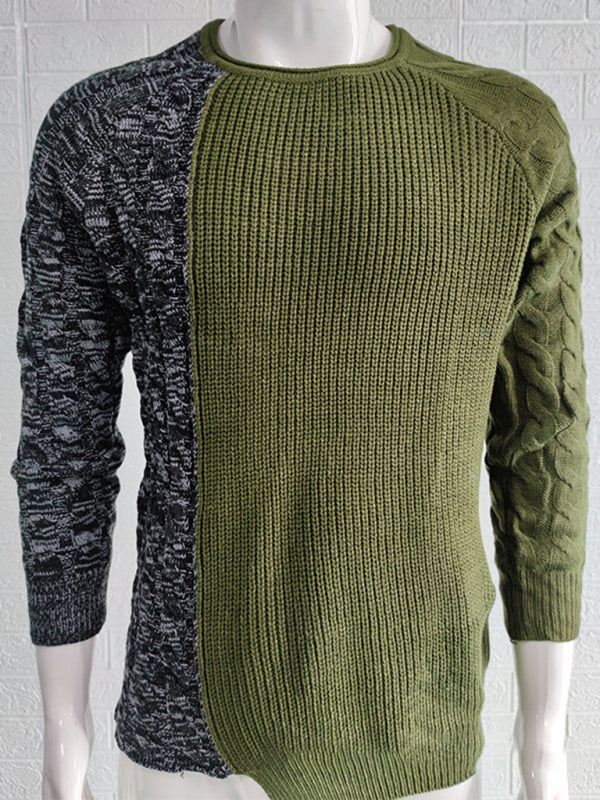 Men's Round Neck Long Sleeve Knitted Slim Sweater