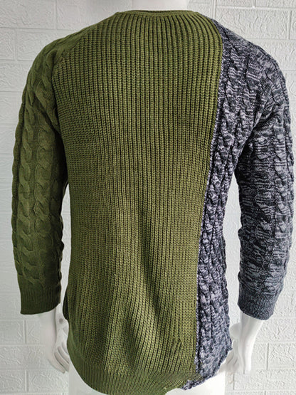 Men's Round Neck Long Sleeve Knitted Slim Sweater