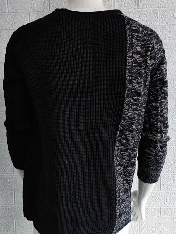 Men's Round Neck Long Sleeve Knitted Slim Sweater