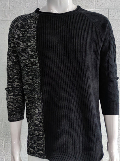 Men's Round Neck Long Sleeve Knitted Slim Sweater