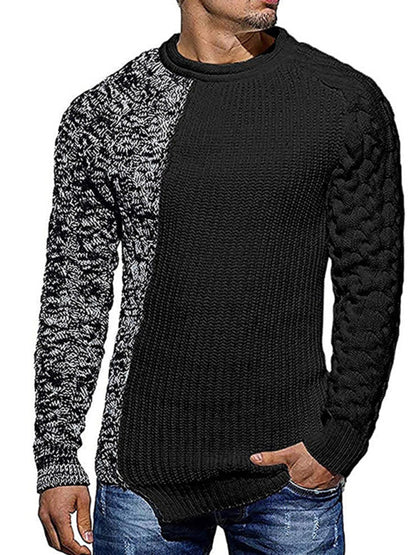 Men's Round Neck Long Sleeve Knitted Slim Sweater