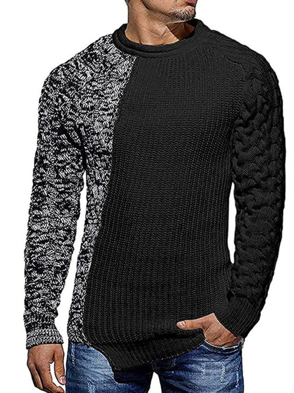 Men's Round Neck Long Sleeve Knitted Slim Sweater