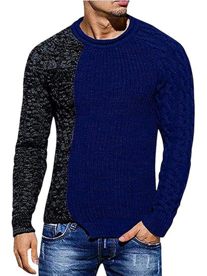 Men's Round Neck Long Sleeve Knitted Slim Sweater