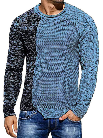 Men's Round Neck Long Sleeve Knitted Slim Sweater