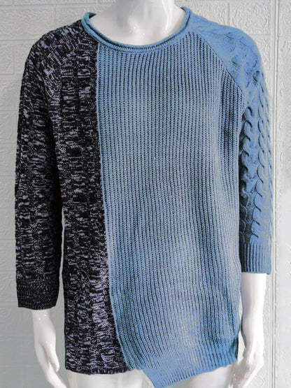 Men's Round Neck Long Sleeve Knitted Slim Sweater