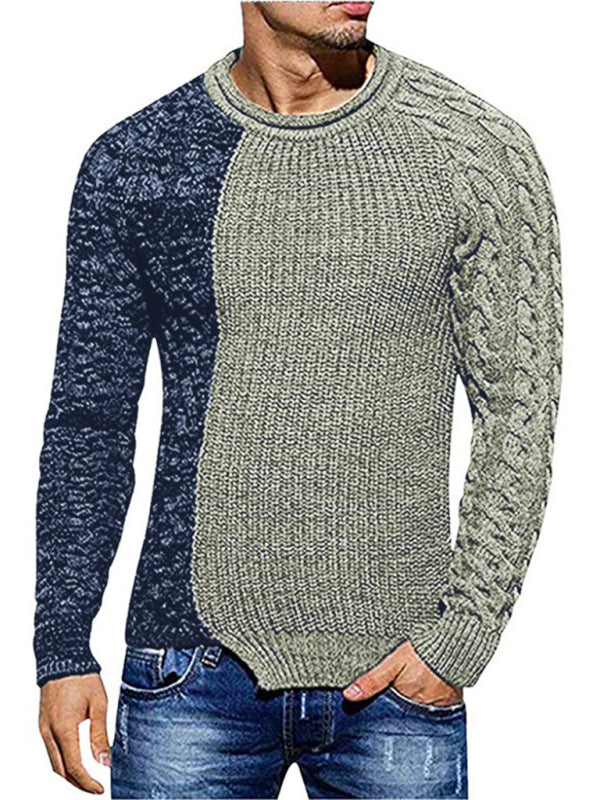 Men's Round Neck Long Sleeve Knitted Slim Sweater