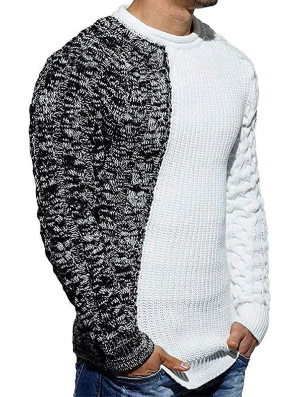 Men's Round Neck Long Sleeve Knitted Slim Sweater