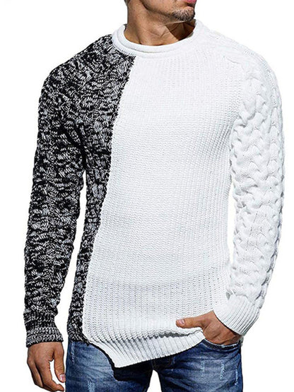 Men's Round Neck Long Sleeve Knitted Slim Sweater