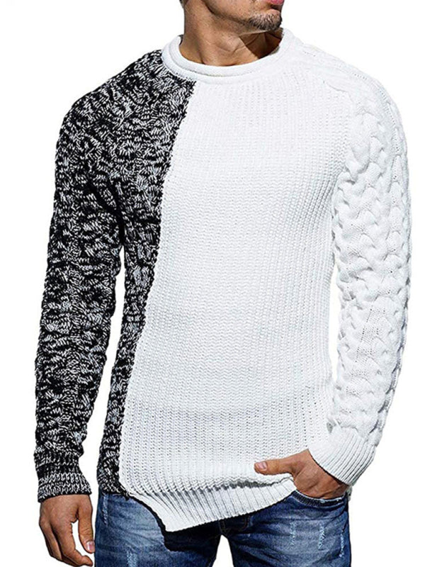 Men's Round Neck Long Sleeve Knitted Slim Sweater