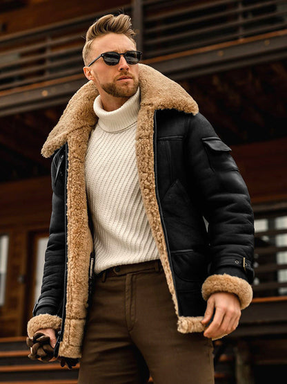 Men's Fur Thickened Mid-length Jacket