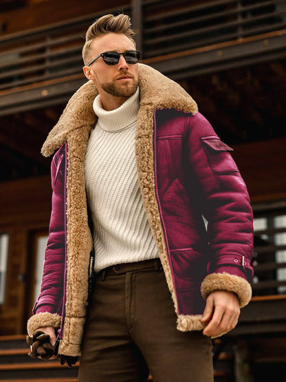 Men's Fur Thickened Mid-length Jacket